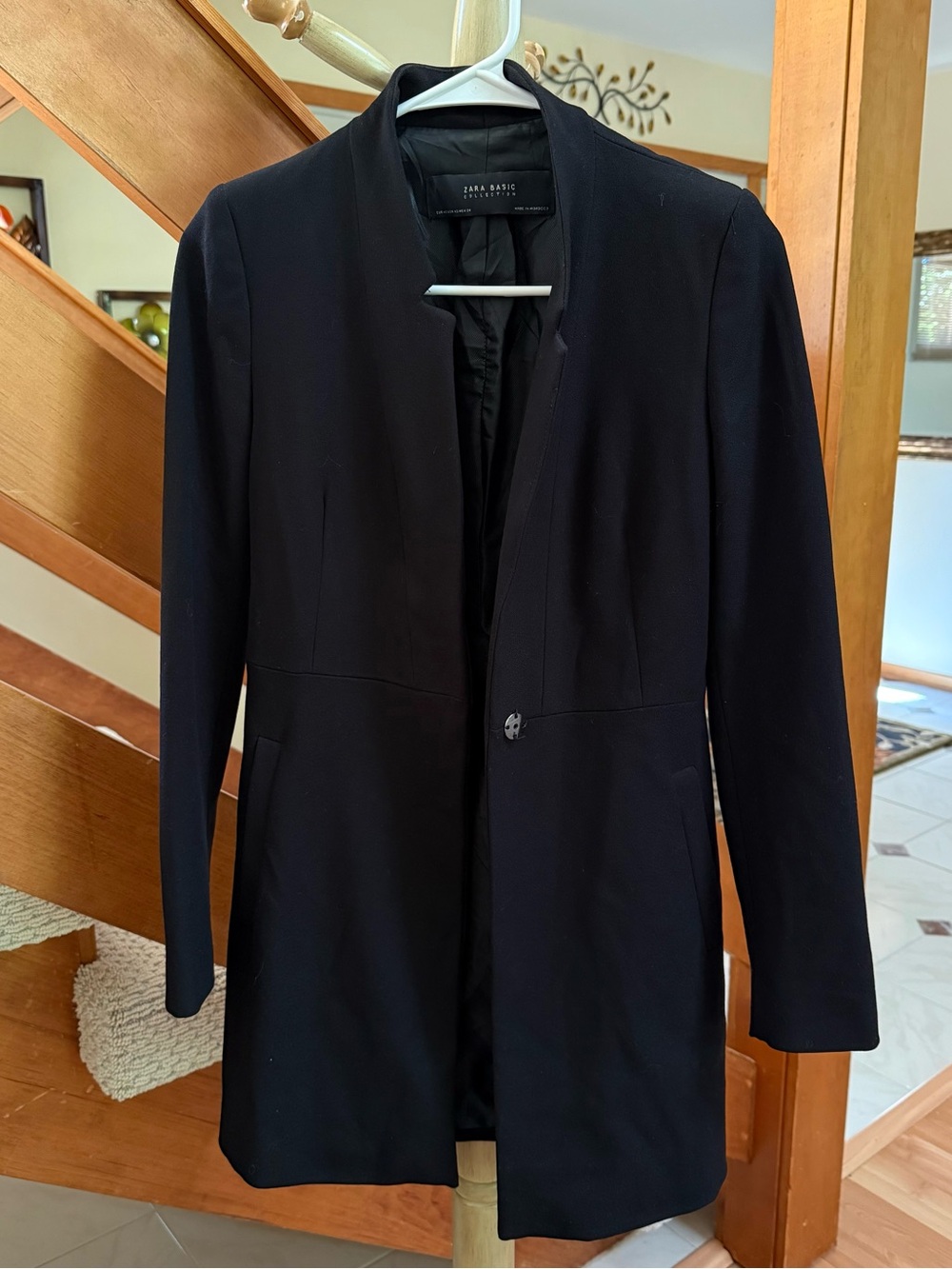 Zara Black Single-Button Longline Blazer
